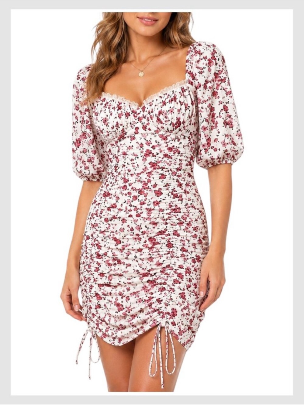 For Love and Lemons Melrose Satin Bodycon Cinch Mini Dress Sz S